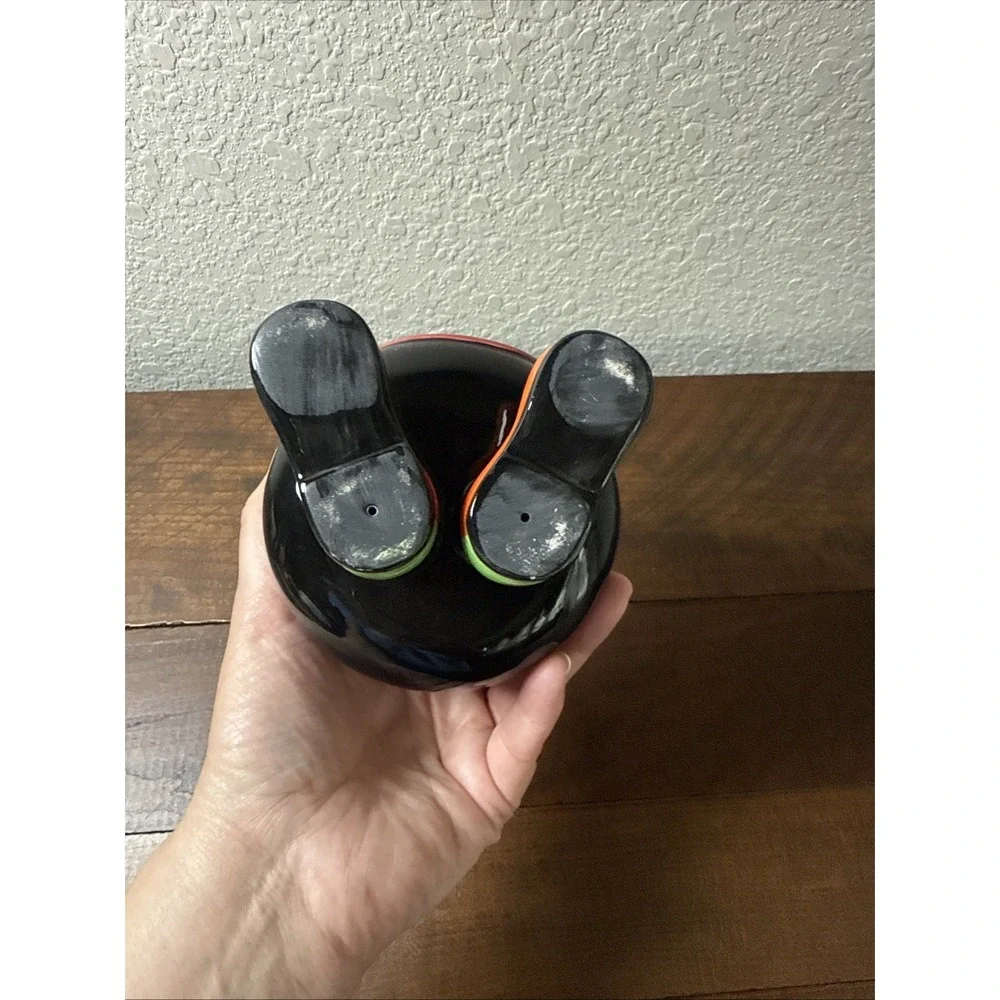 Ceramic Halloween Black Cat Candy/Trinket Dish with Feet, 5